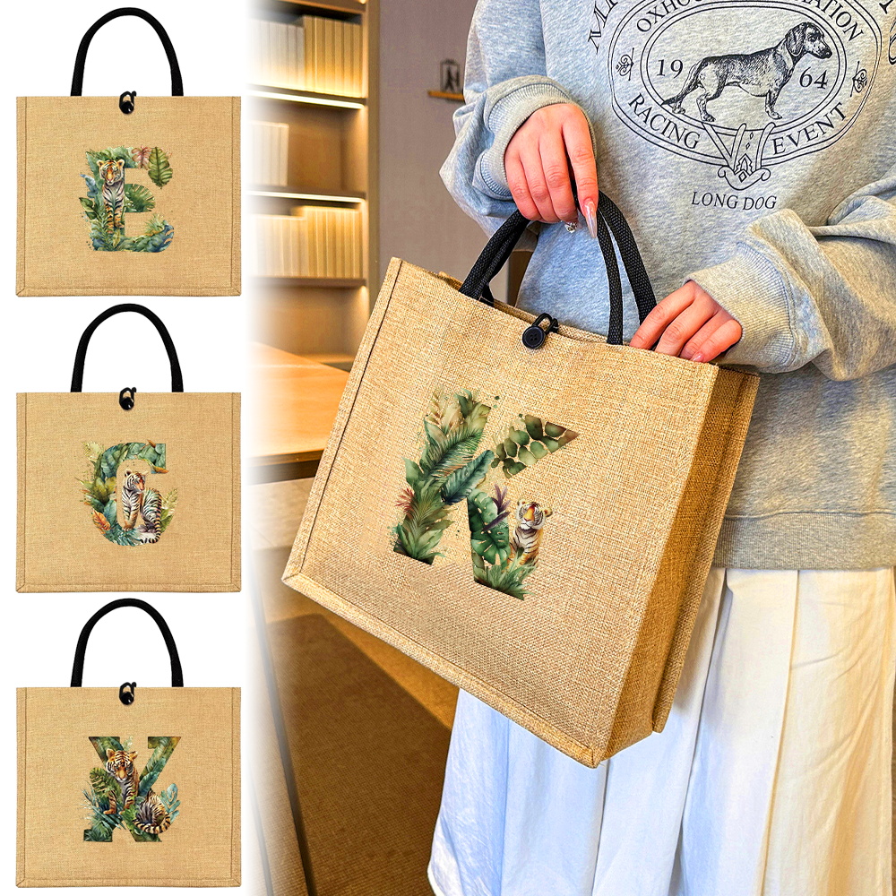 Women Bags Jute - Flax Bag Fastener Handbag Organizer Storage