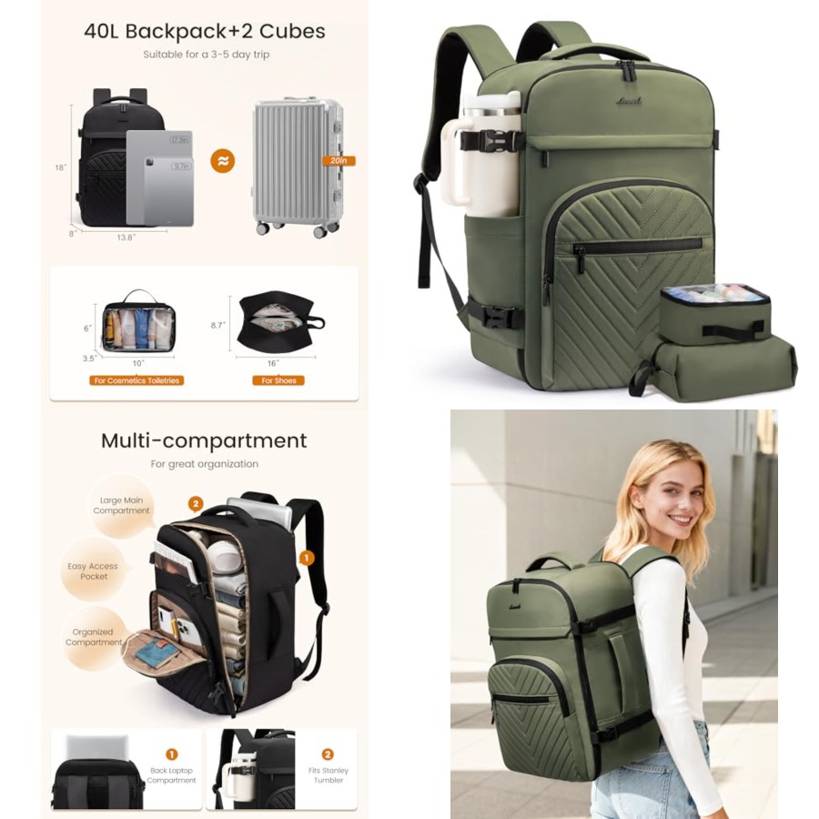 40L Travel Backpack for Women  - Women Bags Waterproof 评论和价格