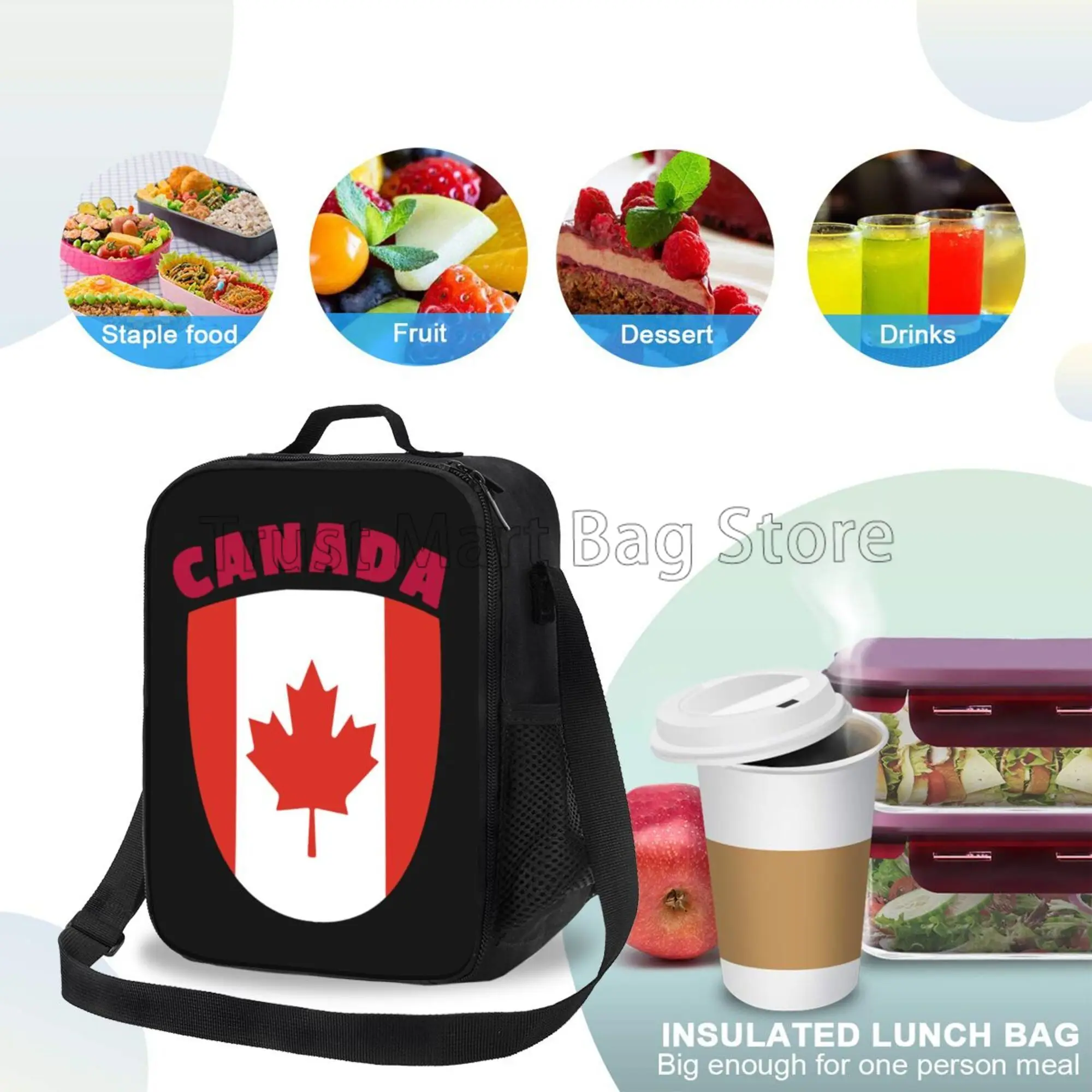 Canada Flag Print Lunch Bags f - Women Bags In Canada 评论和价格