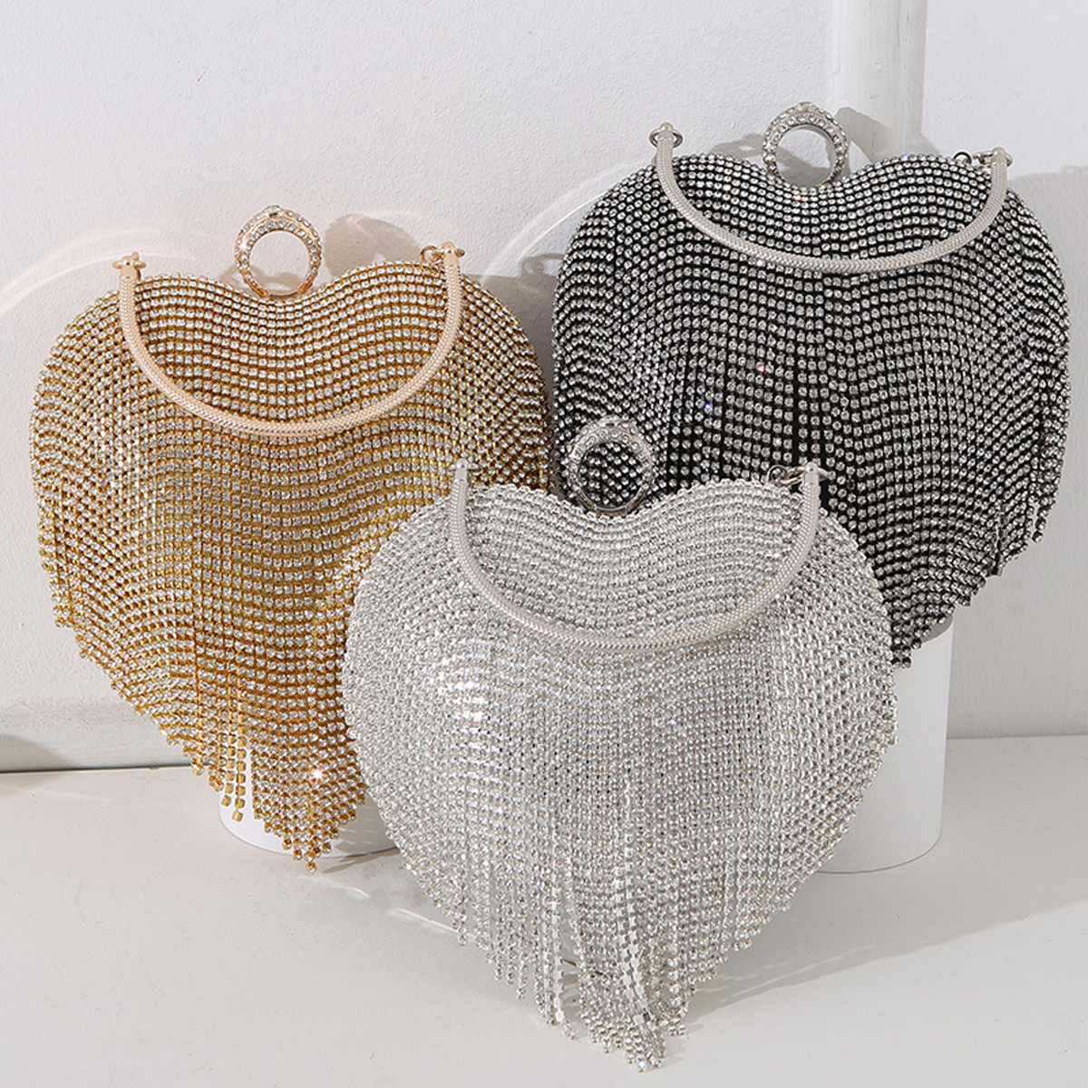 Rhinestone Evening Bag Heart P - Mini Purse Chain 评论和价格