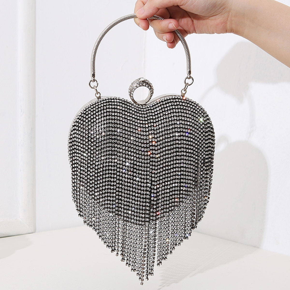 Rhinestone Evening Bag Heart P - Mini Purse Chain 评论和价格