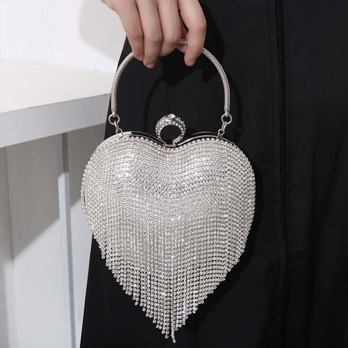 Rhinestone Evening Bag Heart P - Mini Purse Chain 评论和价格