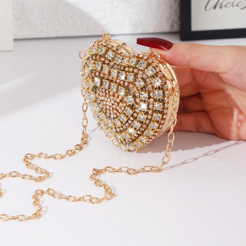 Mini Heart-shaped Diamond Sett - Mini Purse Chain 评论和价格