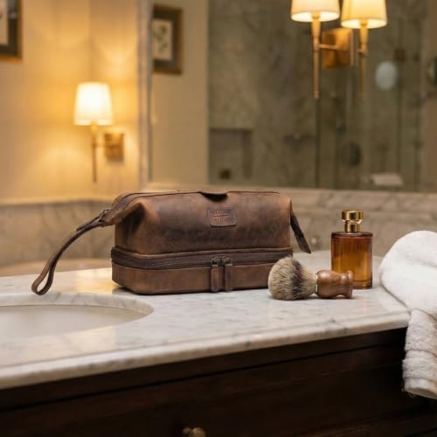 Genuine Leather Dopp Kit Large - Women Bags Large 评论和价格