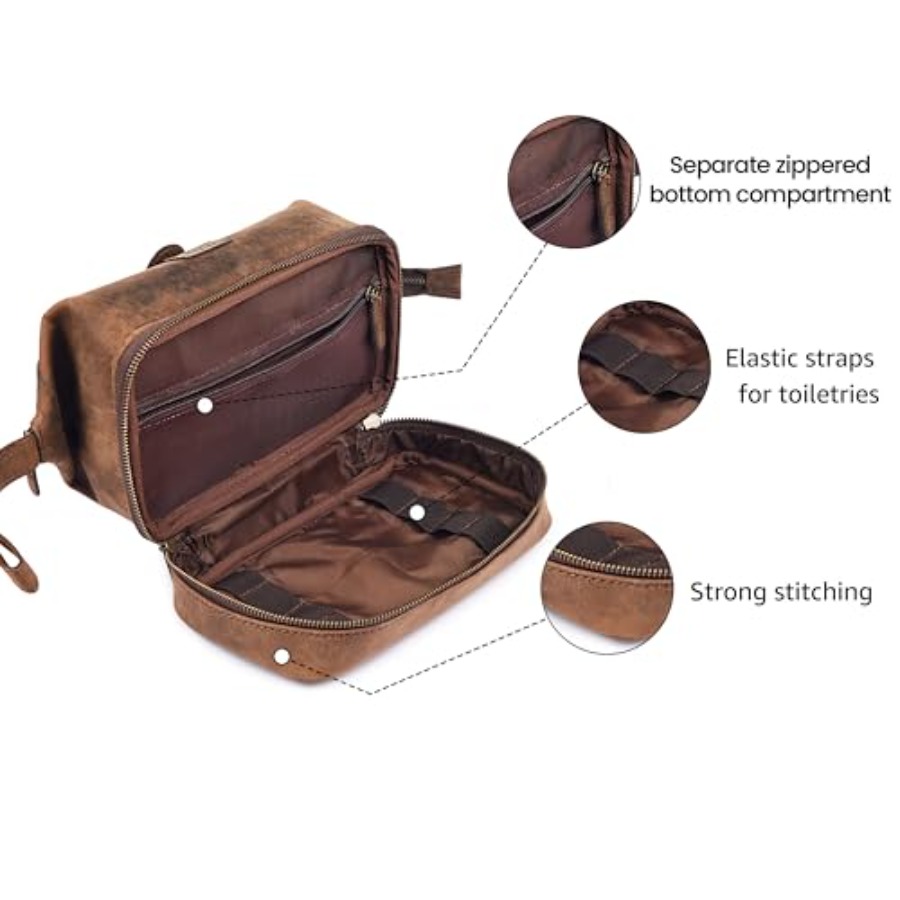 Genuine Leather Dopp Kit Large - Women Bags Large 评论和价格