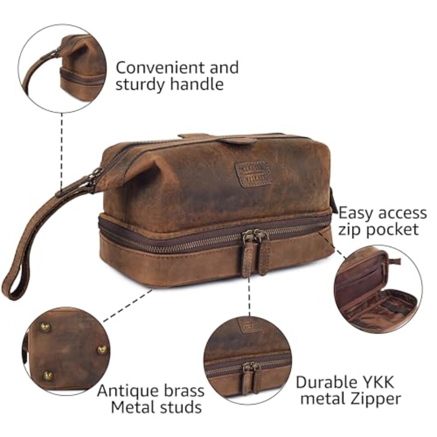 Genuine Leather Dopp Kit Large - Women Bags Large 评论和价格