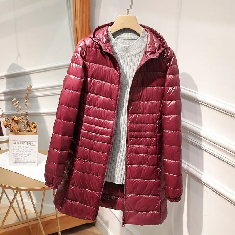 Female Long Down Jacket Light  - Women Bags White 评论和价格