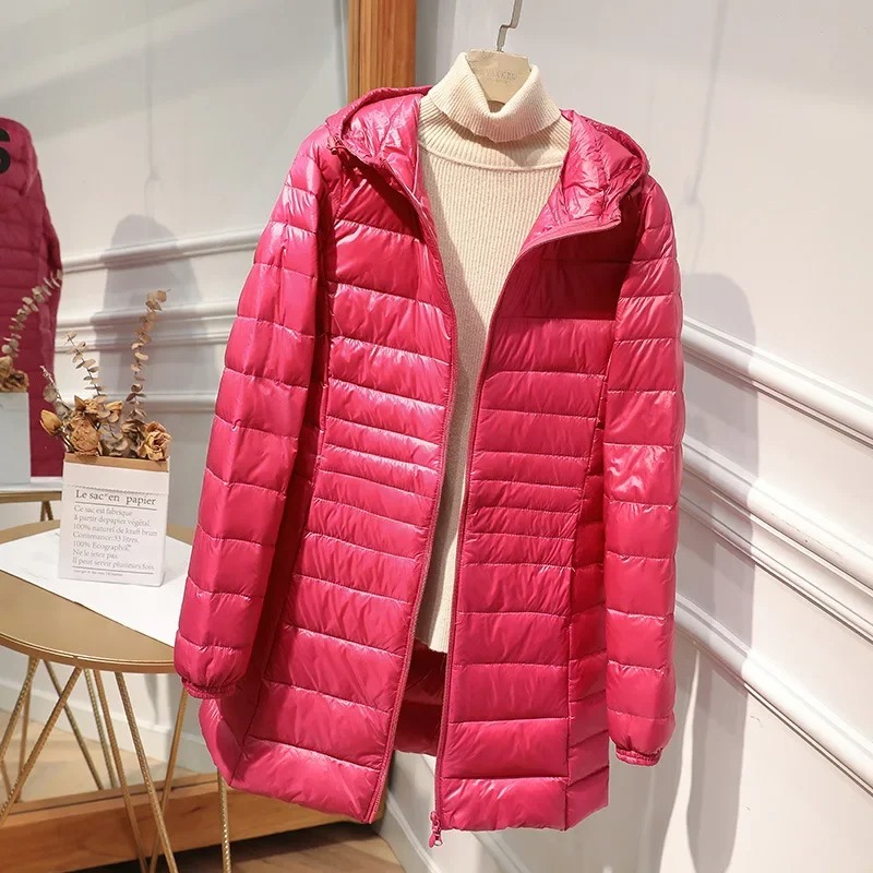 Female Long Down Jacket Light  - Women Bags White 评论和价格