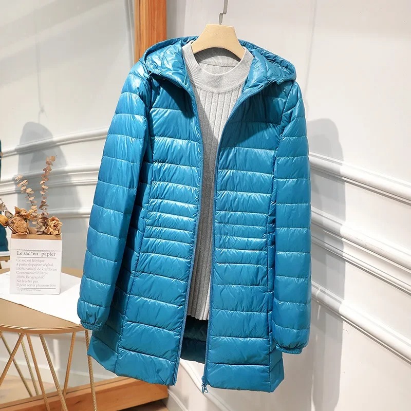 Female Long Down Jacket Light  - Women Bags White 评论和价格