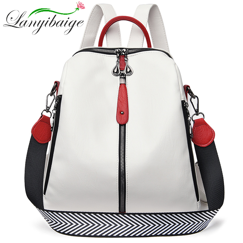 Fashion Backpack Women Soft Le - Women Bags White 评论和价格