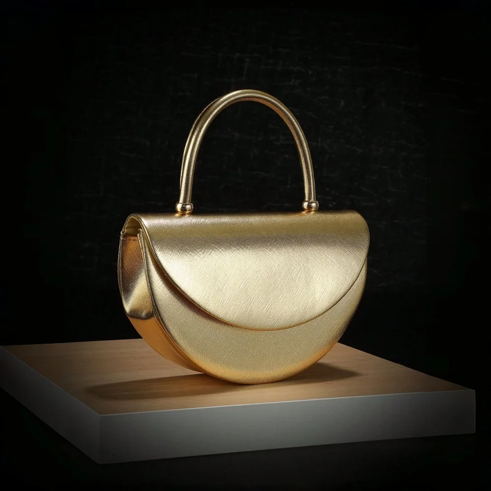 Halfmoon Shiny Evening Handbag - Mini Purse Chain 评论和价格