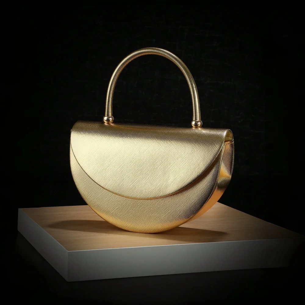 Halfmoon Shiny Evening Handbag - Mini Purse Chain 评论和价格