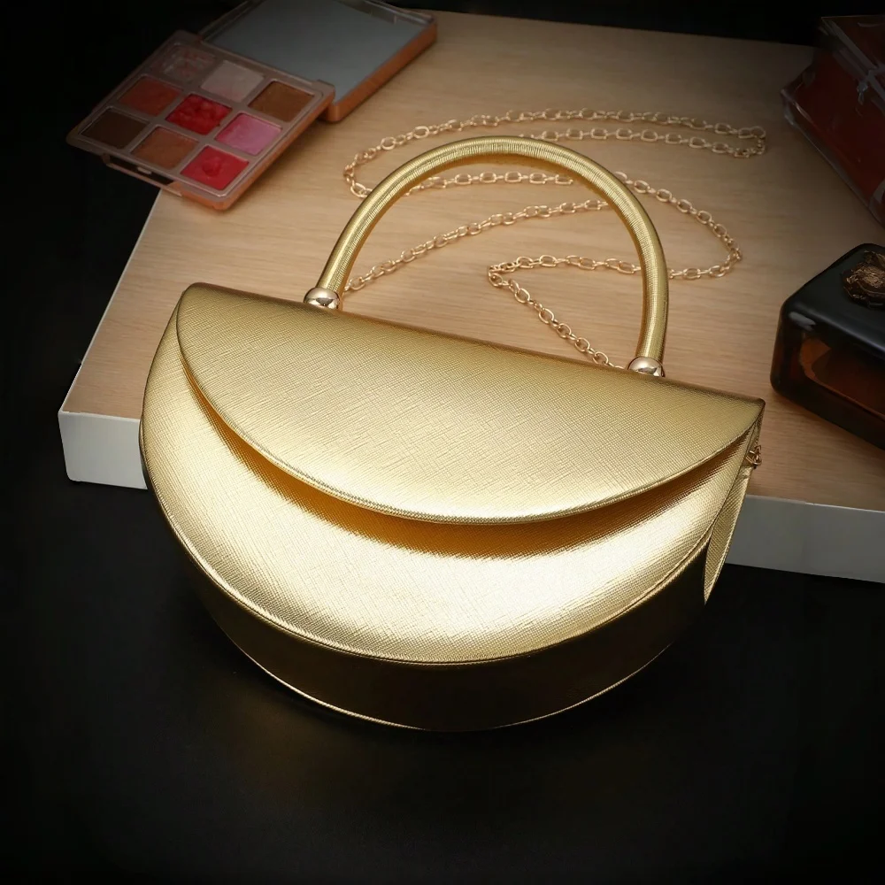 Halfmoon Shiny Evening Handbag - Mini Purse Chain 评论和价格
