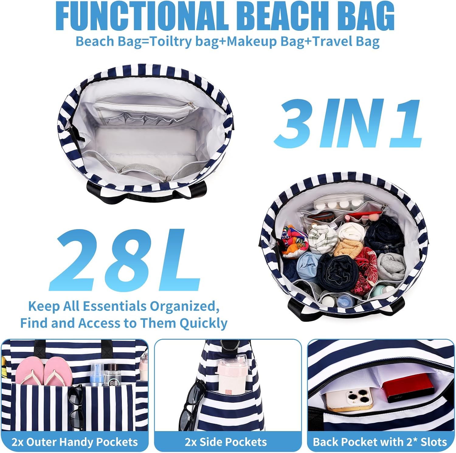 Large Waterproof Beach Bag wit - Women Bags Large 评论和价格
