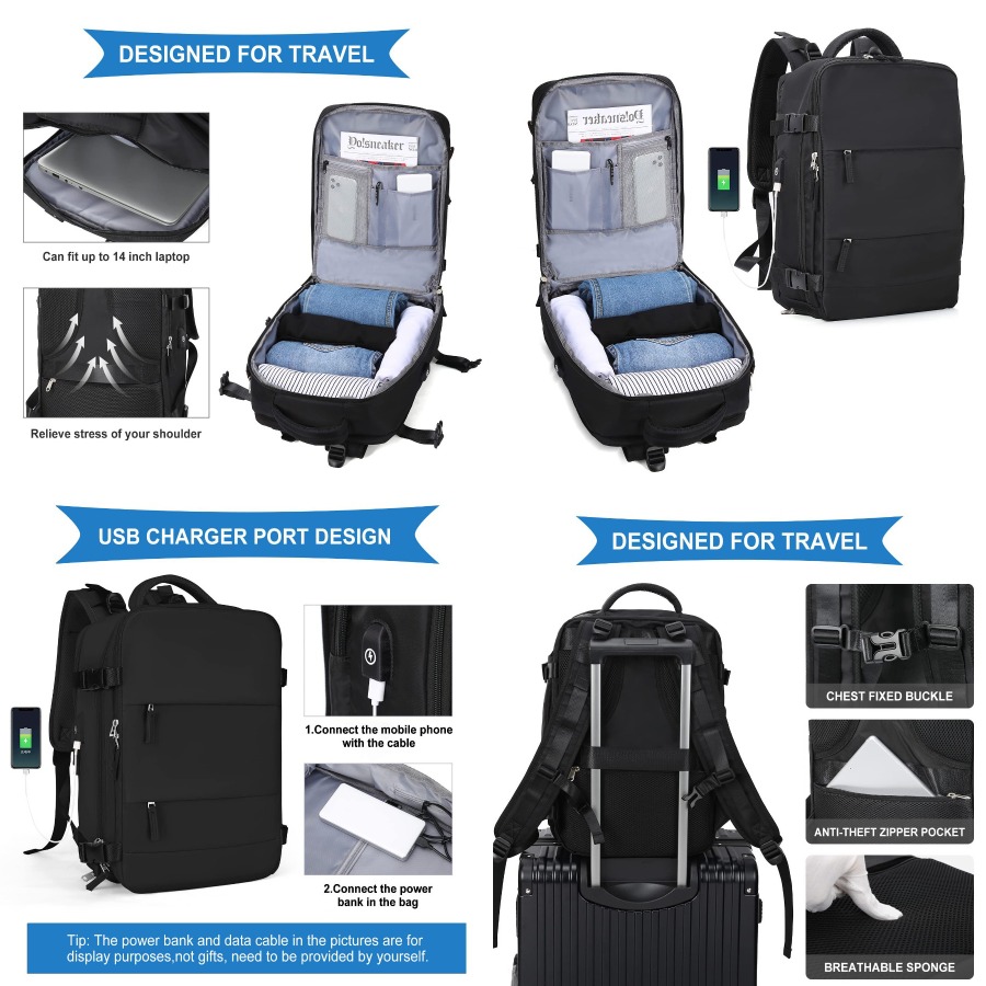 【New Arrival】Black Travel Back - Women Bags Large 评论和价格