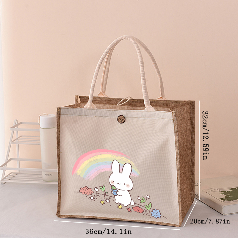 Cute Rainbow Bunny Jute Tote B - Women Bags Jute 评论和价格