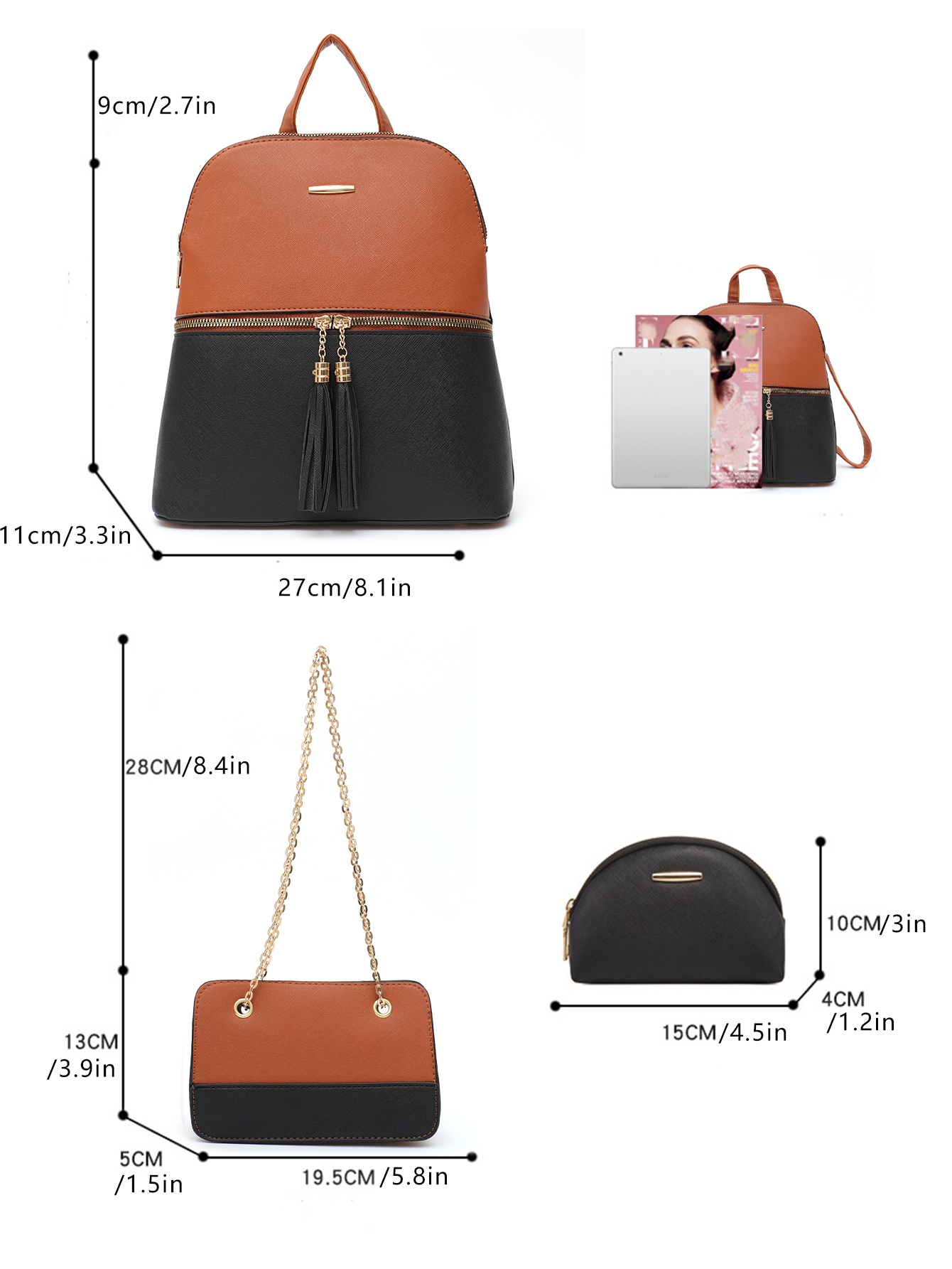 4 PCS Bags Set Women's Fashion - Mini Purse Chain 评论和价格