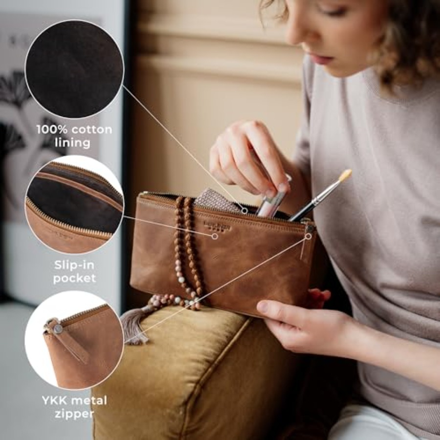 Vintage Genuine Leather Makeup - Women'S Bags 评论和价格