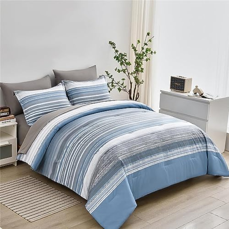 5 Pcs Bed in a Bag Stripe Comf - Women Bags White 评论和价格