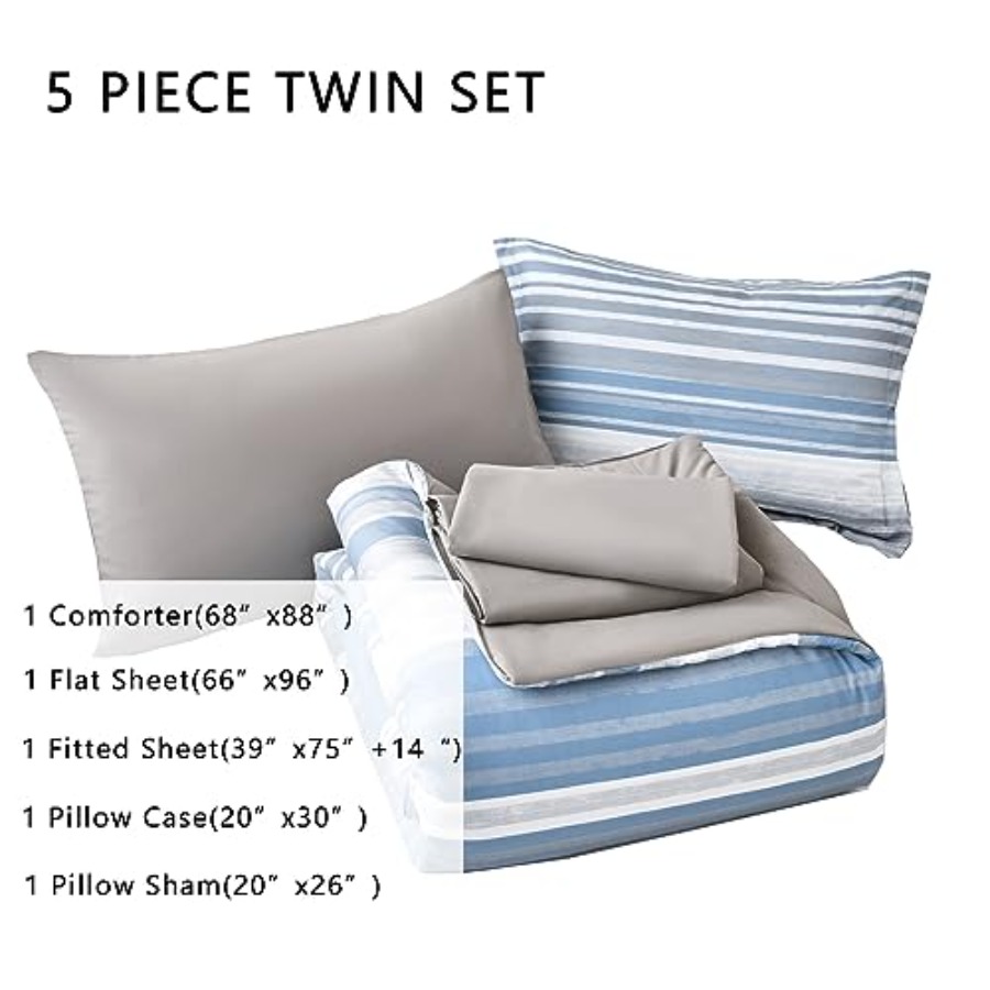 5 Pcs Bed in a Bag Stripe Comf - Women Bags White 评论和价格